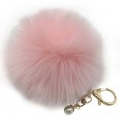 Pompom Key Chain Pink 3.5 inches Fluffy Faux Rabbit Fur Charm Ball Keychain