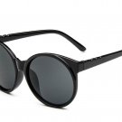Women Full Frame Iridium Coated Mirrored Lens Round 58mm Sunglasses black grey