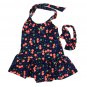 Aisa Girl Kids One Piece Swimsuit Cherry Print Bowknot Ruffle Swimwear With Head