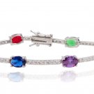 SilverLuxe Women's Sterling Silver Cubic Zirconia Multi Tennis Bracelet 7 1/4"