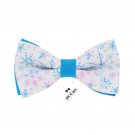 Bow Tie House Snowflakes Blue bow tie Christmas New Year pattern