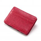 Unisex Slim Leather Card Holder Magic Money Clip Wallet (Red)