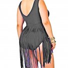 Women's Bathing Suits Plus Size Swimsuits One Piece Black  Tassels 3XL