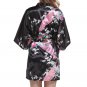 Women's Kimono Robes Peacock and Blossoms Silk Nightwear Short Style X-Large,