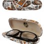 JAVOedge Brown Stamps Print Design Protective Hard Clamshell Eyeglass, Sunglass