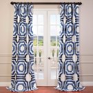 Set 2 Cotton Printed Curtains Long Panels Drapes 84-120 inch Brown, blue, steel