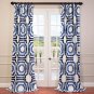 Set 2 Cotton Printed Curtains Long Panels Drapes 84-120 inch Brown, blue, steel