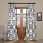 Set 2 Cotton Printed Curtains Long Panels Drapes 84-120 inch Brown, blue, steel