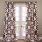 Set 2 Cotton Printed Curtains Long Panels Drapes 84-120 inch Brown, blue, steel