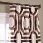 Set 2 Cotton Printed Curtains Long Panels Drapes 84-120 inch Brown, blue, steel