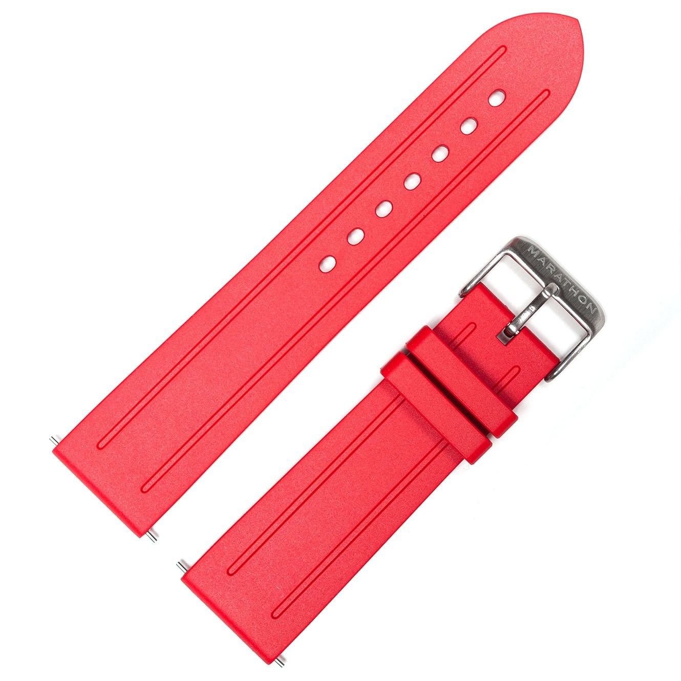 MARATHON Divers Model Rubber Watch Band/Strap (22 mm, Red). Made in Italy