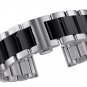 24mm Stainless Steel Strap Replacement Dual Tone Silver and Black Folded Clasp A
