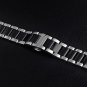24mm Stainless Steel Strap Replacement Dual Tone Silver and Black Folded Clasp A