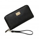 Leather Wallet Latest Credit Card Safe Holder/Case/ with Wristlet Strap (Black)