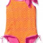 Pink Platinum Little Girls' Crochet Overlay One Piece Swimsuit, Coral, 6X