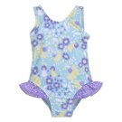 Flap Happy Baby Girls' UPF 50+ Delaney Hip Ruffle Swimsuit, Garden Fairies, 24m