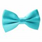 Mens Adjustable Neck Solid Bow Ties Pre Tied Turquoise