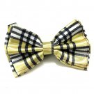 Sunvan Men's Pre-Tied Satin Checked Design Pattern Bow Tie with Adjustable Lengt