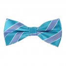 EBDA0157 Blue Dark Turquoise Striped Bow Ties Microfiber Wholesale For Wedding P