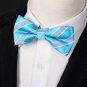 EBDA0157 Blue Dark Turquoise Striped Bow Ties Microfiber Wholesale For Wedding P