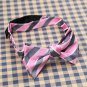 DBA7A24D Pink Grey Stripes Bow Tie Microfiber Christmas Gift Self-tied Bow Tie B