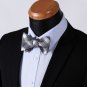 SetSense Men's Plaid Jacquard Woven Self Bow Tie One Size Black / White