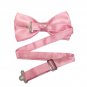 M2cbridge Men's Banded Bow Tie Fancy Plain Tie (Pink)