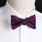 DBA7B27H Purple Black Patterns Bow Tie Microfiber Best For Working Self-tied Bow
