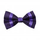 Purple Black Stripes Microfiber Mens Bow Tie Designer Presents Pre-tied