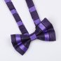 Purple Black Stripes Microfiber Mens Bow Tie Designer Presents Pre-tied