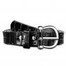 Womens Leather Belt Classic Polished Alloy Buckle Solid Color Pin Buckle Simple