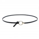 Womens Adjustable Leather Belts Fashion Skinny Minimalism Waist Strap Black Colo