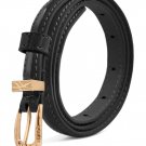 uxcell Women Single Pin Buckle Slim Patent PU Waist Belt Black