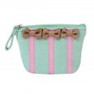 Damara Womens Bowknot Zipper Flannelette Change Purse,Light Blue