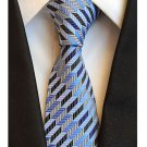 Men Ties Blue With Grey White Stripes Tie Business Party Student Necktie