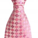 New Classic Checks Pink Jacquard Woven 100% Silk Men's Tie Party Necktie