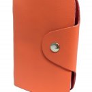 Loccol Apparel Genuine Leather Credit Card Case Snap Button Orange Color