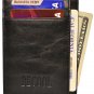 Minimalist Slim Genuine Leather Wallet~RFID Blocking (Black)~Front Pocket Card W