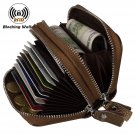 Noedy RFID Genuine Leather Card Wallet Secure Spacious Zipper Small Purses For M
