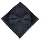 Men Polka Dot Bowtie Necktie Pocket Square Black Business Wedding Party ciciTree
