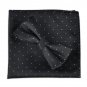 Men Polka Dot Bowtie Necktie Pocket Square Black Business Wedding Party ciciTree