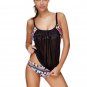 JOYMODE Women's Plus Size High Waisted Wireless Padded Swimwear Size XL Black wi
