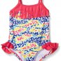 Pink Platinum Little Girls One Piece Swimsuit with Fringe, Pink, 4