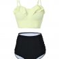 JOYMODE Women's Vintage Swimsuit High Waist Beige Black Bikini Set Size 3XL Beig
