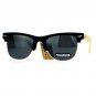 Bamboo sunglasses wooden Polarized Arm Hipster Half Rim Clubmaster All Black