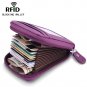 Purple Genuine Leather Wallet Latest Credit Card Safe Holder/Case/Protector