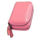 Women's  Genuine Leather Zip-Around Wallet  Pink  Clutch Large Travel Purse