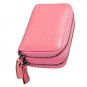 Women's  Genuine Leather Zip-Around Wallet  Pink  Clutch Large Travel Purse