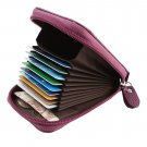 Blocking Genuine Leather Mini Wallet Latest Credit Card Safe Holder/Case Purple