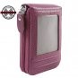 Blocking Genuine Leather Mini Wallet Latest Credit Card Safe Holder/Case Purple